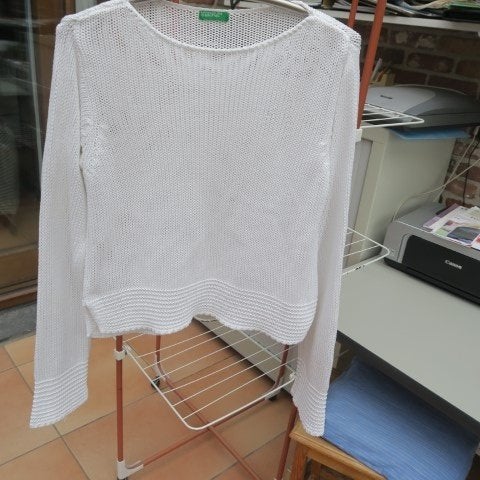 Sweater gebreid wit United colors of Benetton mt 40, Kleding | Dames, Maat 38/40 (M), Wit, Nieuw, Ophalen of Verzenden