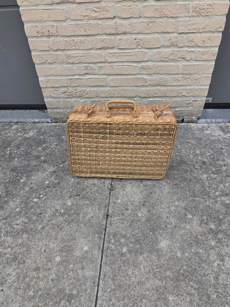 Vintage rieten picknick mand / koffer – decoratief & stevig, Ophalen of Verzenden, Gebruikt, Zonder inhoud