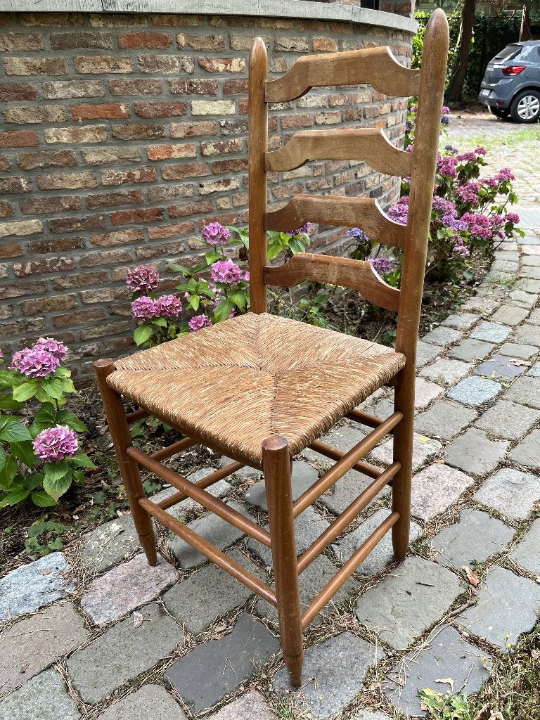 Set van 6 houten eetkamerstoelen, Huis en Inrichting, Stoelen, Gebruikt, Vijf, Zes of meer stoelen, Hout, Riet of Rotan, Bruin