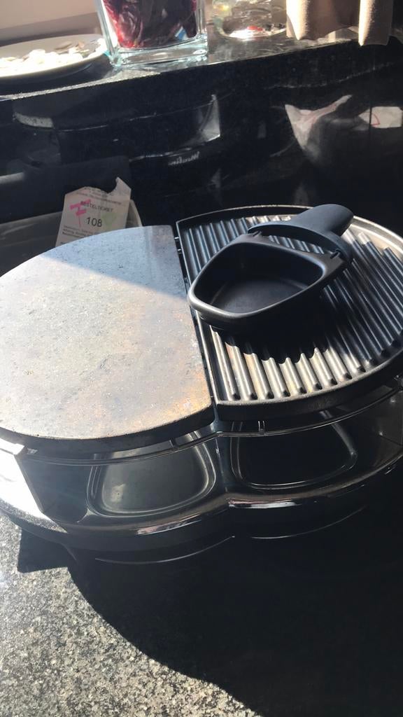 Tafelgrill met steen,  grill en 8 pannetjes, Ophalen of Verzenden, Gebruikt, Steengrill