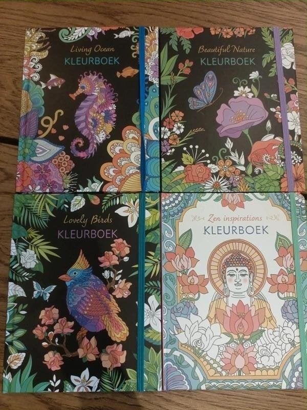 4 kleurboeken: Lovely Birds, Living Ocean, Zen, Nature, Livres, Loisirs & Temps libre, Enlèvement, Neuf, Dessin et Peinture
