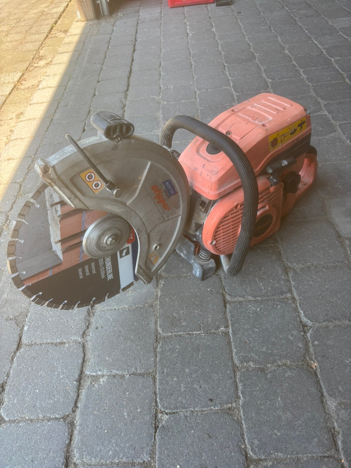 Norton Clipper benzine doorslijper 350mm + nieuw diamantblad, Doe-het-zelf en Bouw, Ophalen of Verzenden, Gebruikt