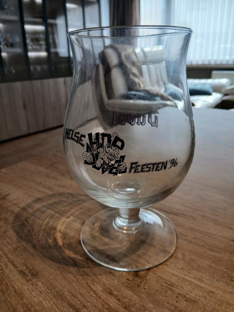 Duvel glas hopduvelfeesten 96, Ophalen of Verzenden, Gebruikt, Glas of Glazen, Duvel