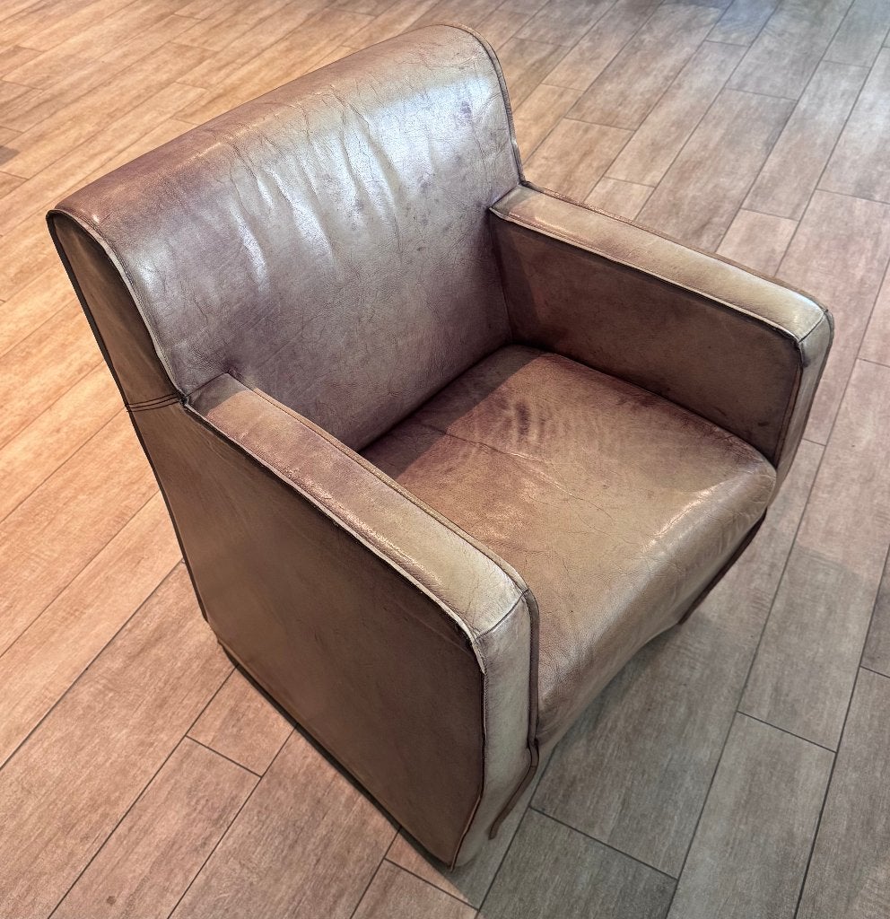 4 lederen Goossens eetkamerfauteuils met wieltjes – cognac, Maison & Meubles, Fauteuils, Enlèvement