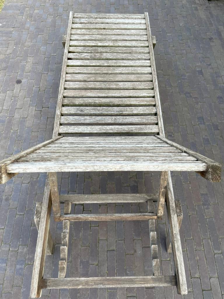 Ligbedden massief teakhout, Tuin en Terras, Tuinstoelen, Ophalen, Zo goed als nieuw, Teakhout