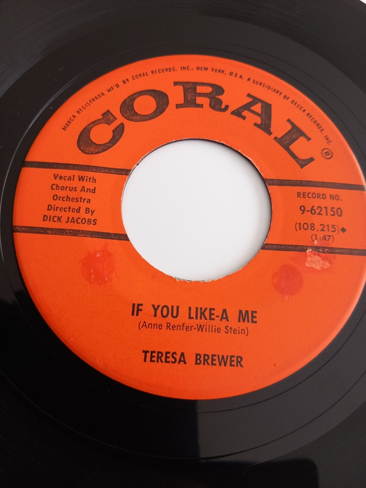TERESA BREWER. IF YOU LIKE A ME. ROCK POP-CORN US 45T, Enlèvement ou Envoi, Autres genres