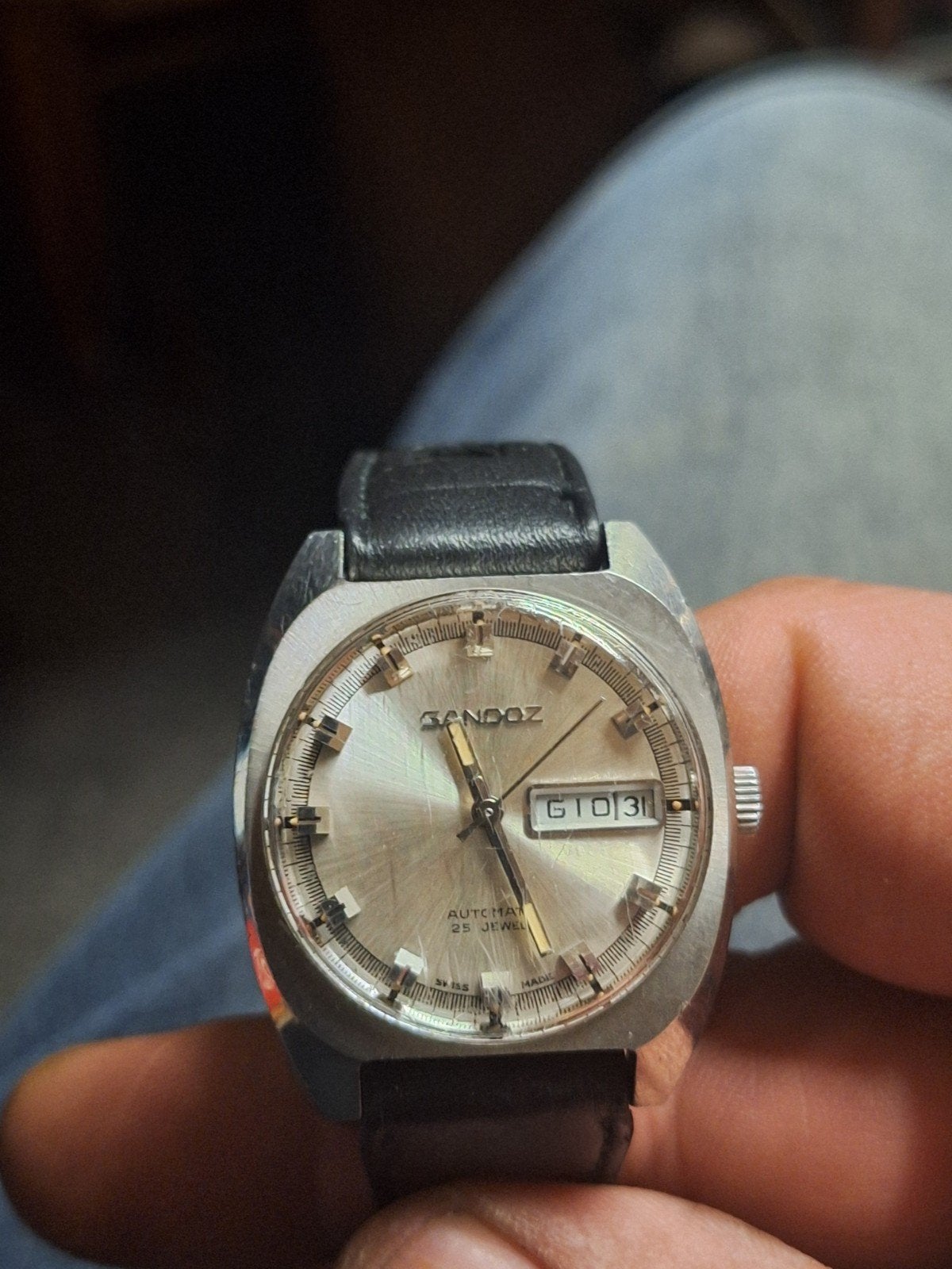 Sandoz automatisch vintage horloge met 25 juwelen, Ophalen of Verzenden