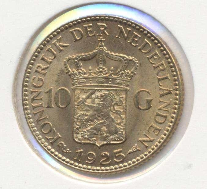 Nederland 10 Gulden 1925A Wilhelmina, Enlèvement ou Envoi, Or