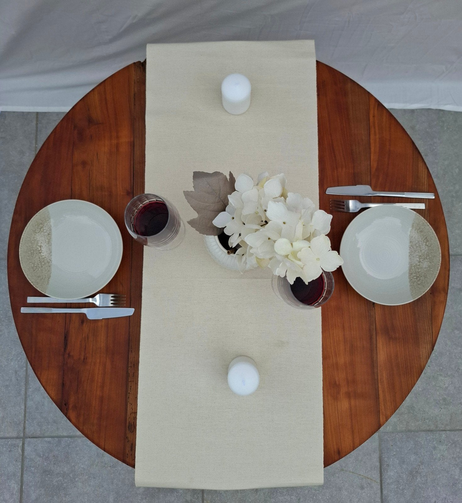 Table salle à manger, ronde bois massif (démontable), Maison & Meubles, Bohême-chic, Rond, 50 à 100 cm, Comme neuf