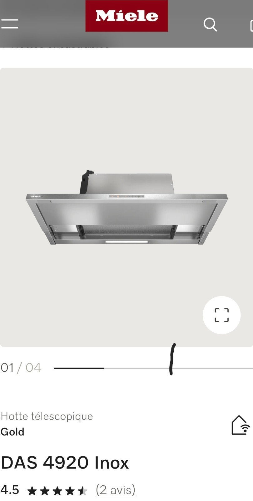 MIELE ingebouwde afzuigkap van 90 cm in roestvrij staal. Neu, Elektronische apparatuur, Ophalen, Onderbouw afzuigkap, Motor, Inbouw
