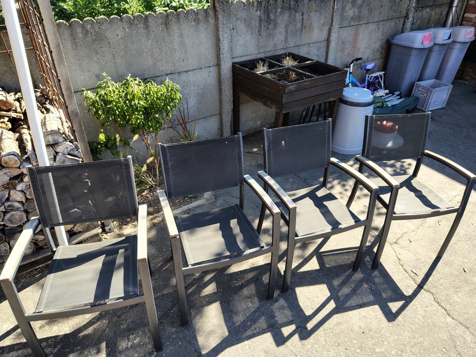 6 tuinstoelen, Tuin en Terras, Ophalen, Gebruikt, 6 zitplaatsen, Aluminium