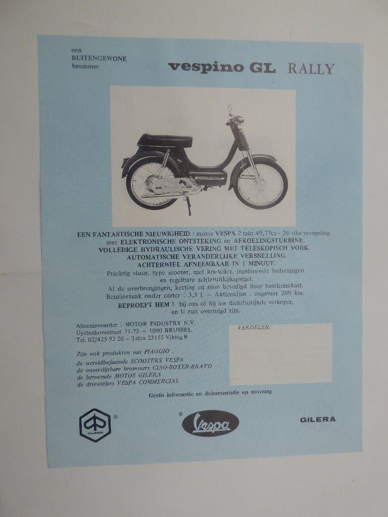 BROCHURE PIAGGIO VESPA VESPINO GL, Enlèvement ou Envoi, Utilisé