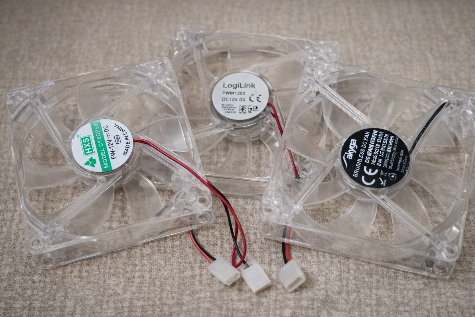 Set van 3 transparante PC-Fans 120mm, Computers en Software, Desktop Pc's, Ophalen, Zo goed als nieuw