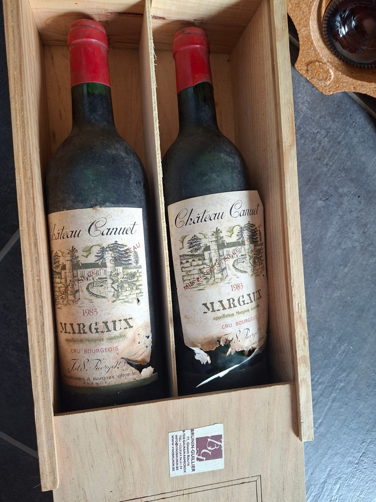 Lot 2 bouteilles Château Canuet 1983 – Margaux – Cru Bourgeo, Neuf, Enlèvement ou Envoi, Pleine, Vin rouge