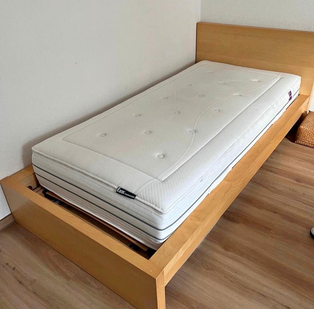 Lit ikea Malm 90x200, Enlèvement, Comme neuf, Brun