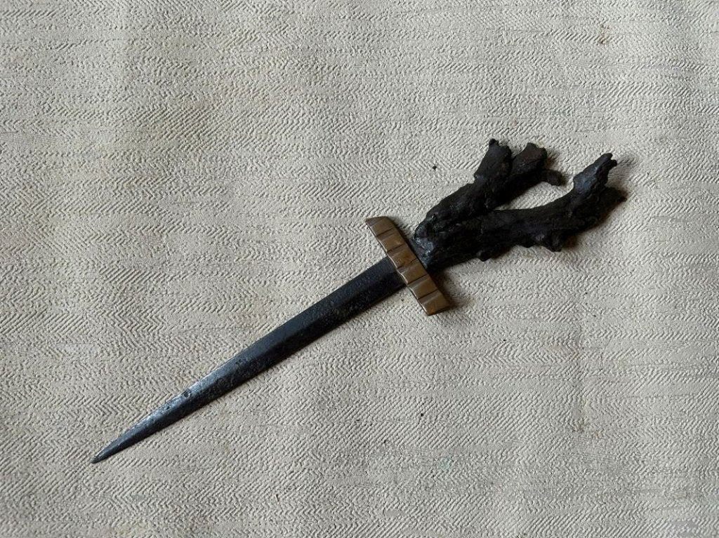wo1 - Duitse trench art briefopener - schrapnell, Verzamelen, Ophalen of Verzenden, Landmacht, Kunstobject