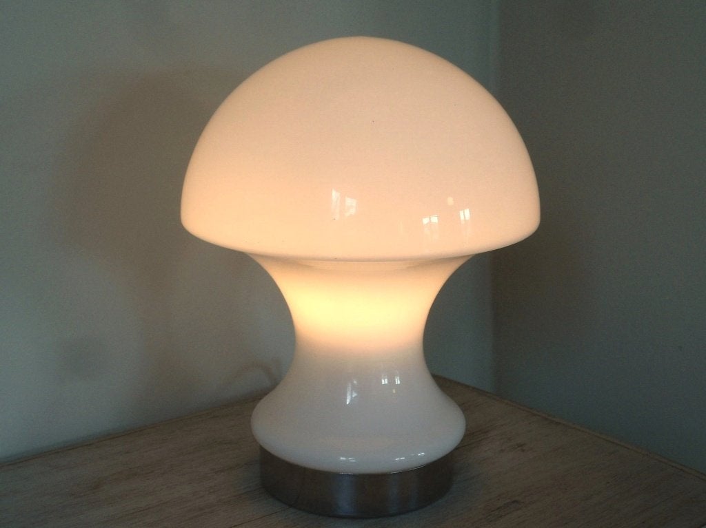 Lampe champignon en verre opale Space Age., Enlèvement, Lampe, Verre