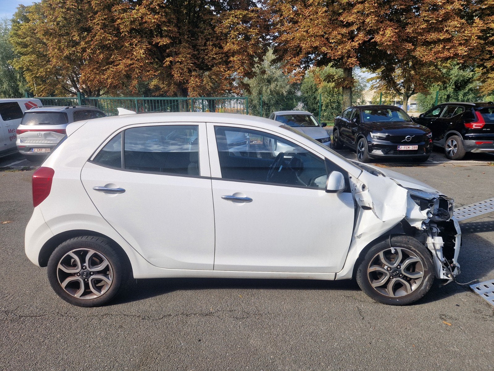 kia picanto 1.0 benzine bj 2021 met schade, Auto's, Stof, 96 g/km, Wit, Verwarmde buitenspiegels