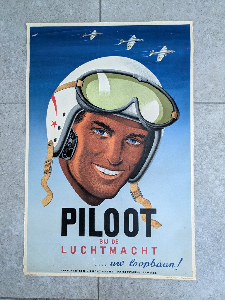Affiche Force Arienne belge 1950's, Verzamelen, Ophalen of Verzenden