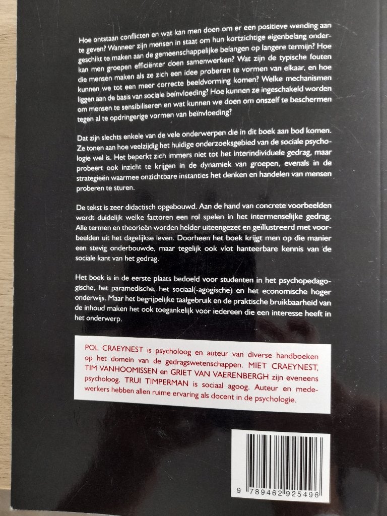 Boek sociale psychologie, Livres, Enlèvement, Neuf, Psychologie sociale, Pol Craeynest