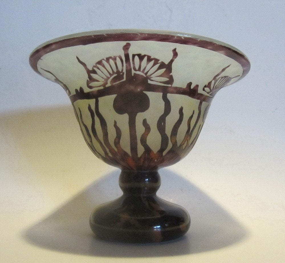 Coupe en verre camée Le Verre Francais, chardons Schneider, Envoi