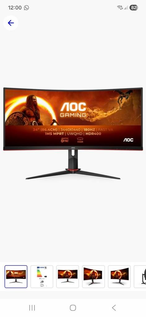 Curved scherm AOC, Computers en Software, Monitoren, Ophalen