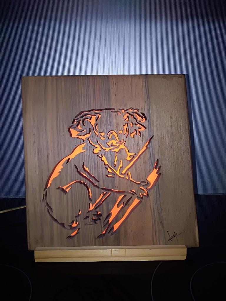 Veilleuse en bois artisanale, Enlèvement, Utilisé, Lampe