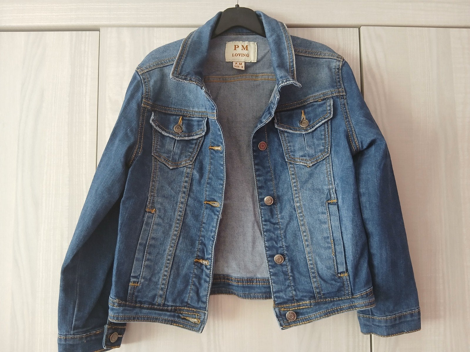 Jeansjasje maat 140, Enlèvement ou Envoi, Comme neuf, Fille, Manteau