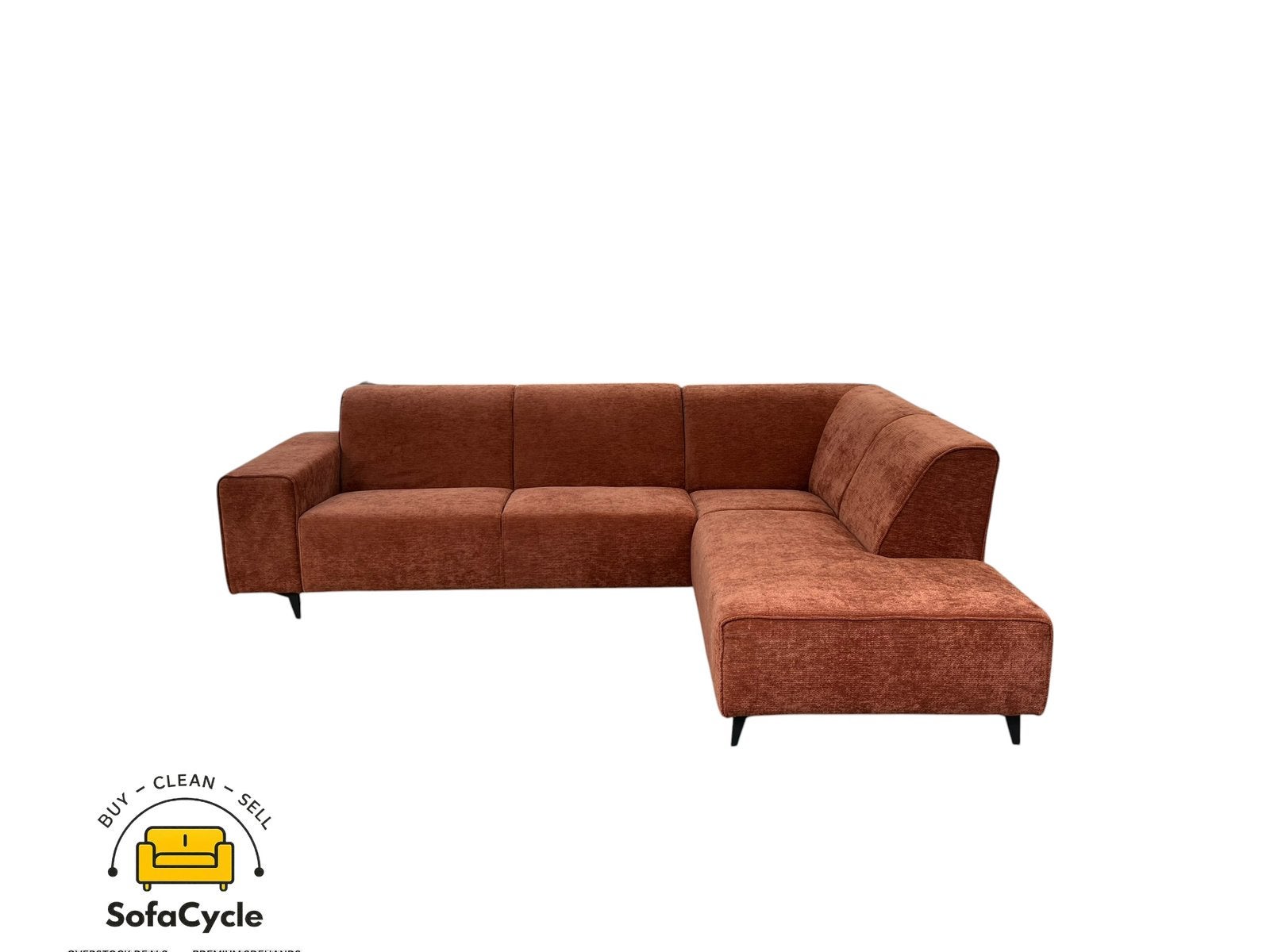 Chaise d'angle en tissu terracotta, angle R — Overstock, Enlèvement ou Envoi, Comme neuf, SofaCycle, Tissus