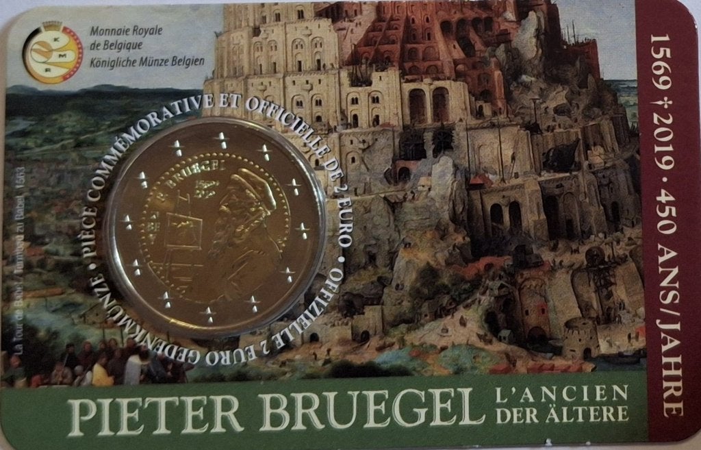 2 EURO 2019 Blisterverpakking (Coincard) Pieter Bruegel, Ophalen of Verzenden, Setje