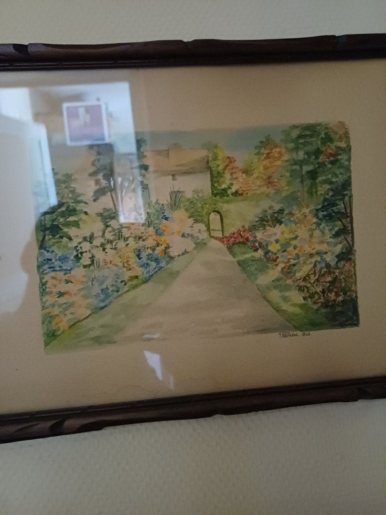 Tableau Aquarelle Ancienne 1948 - Signé Y. Defrène, Antiquités & Art, Art | Peinture | Classique, Paysage, Impressionniste, Aquarelle