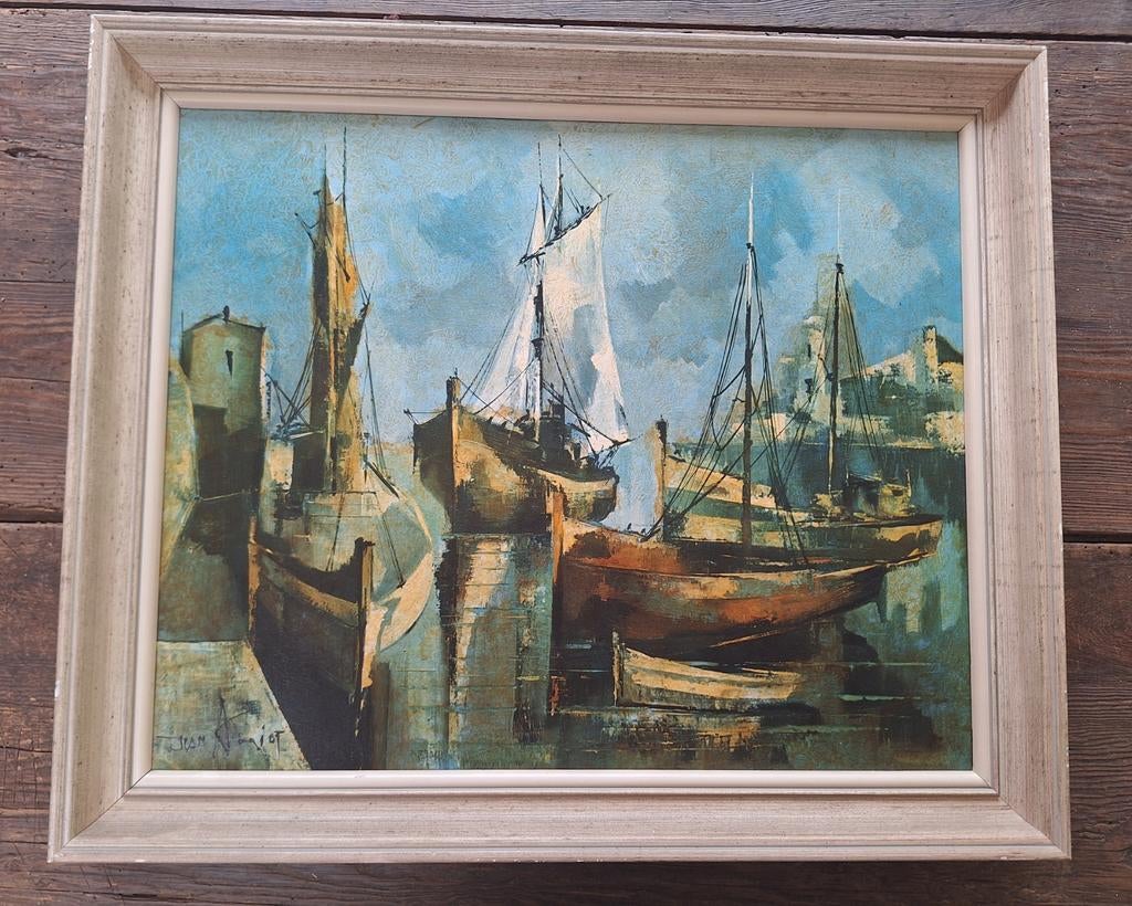 Peinture impressionniste Jean Amiot port Breton, Antiquités & Art, Enlèvement ou Envoi