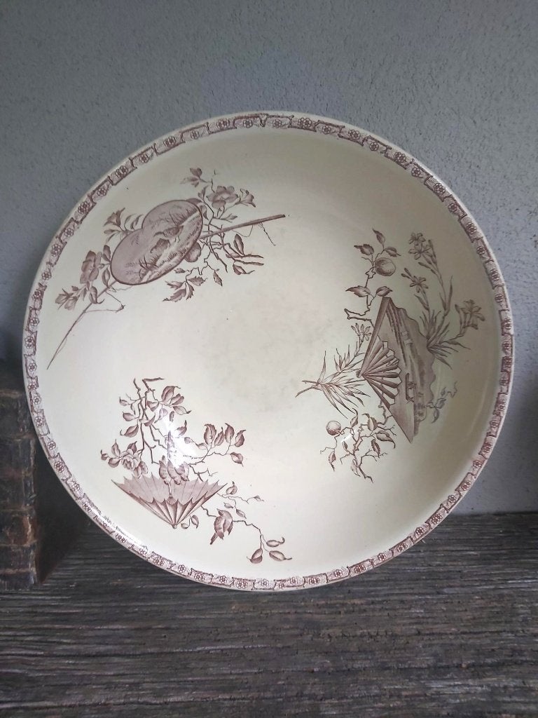 Prachtige grote antieke diepe schaal Luneville K & G, Antiek en Kunst, Ophalen of Verzenden