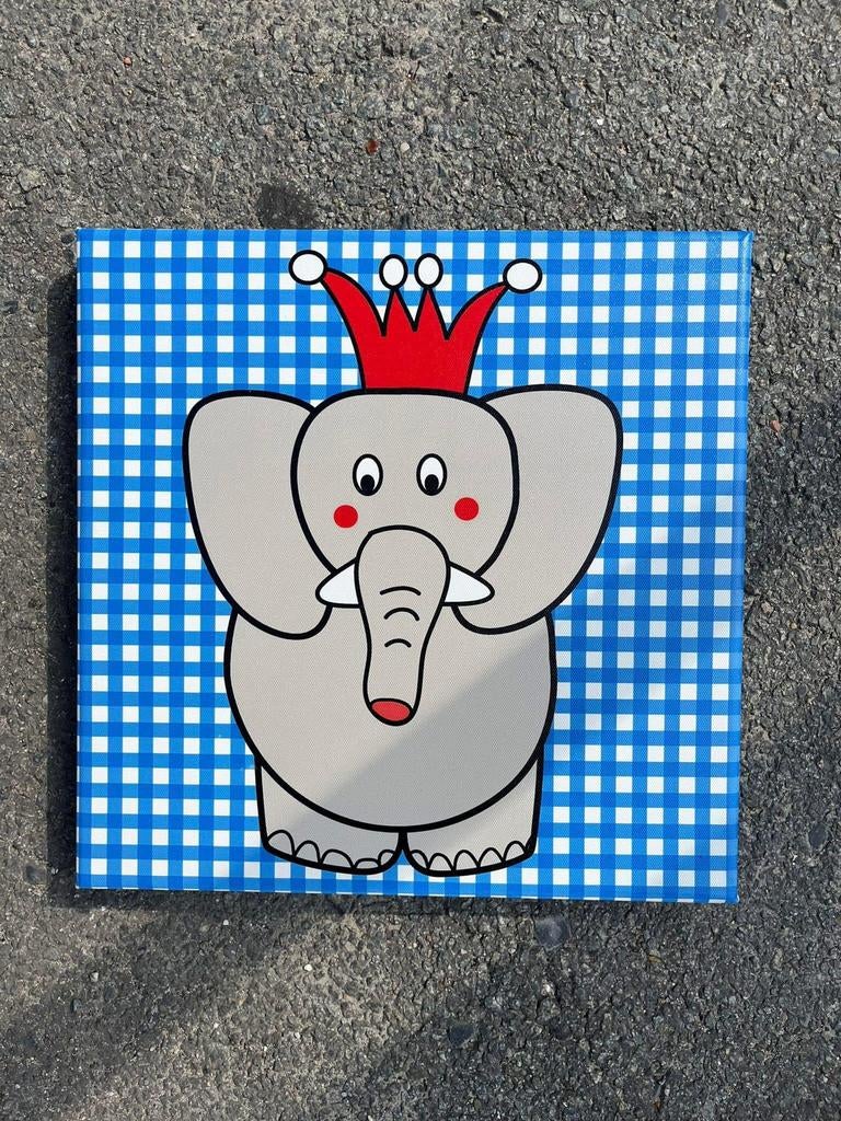 Canvas olifant Klein vierkant kadertje, Kinderen en Baby's, Ophalen, Zo goed als nieuw, Wanddecoratie