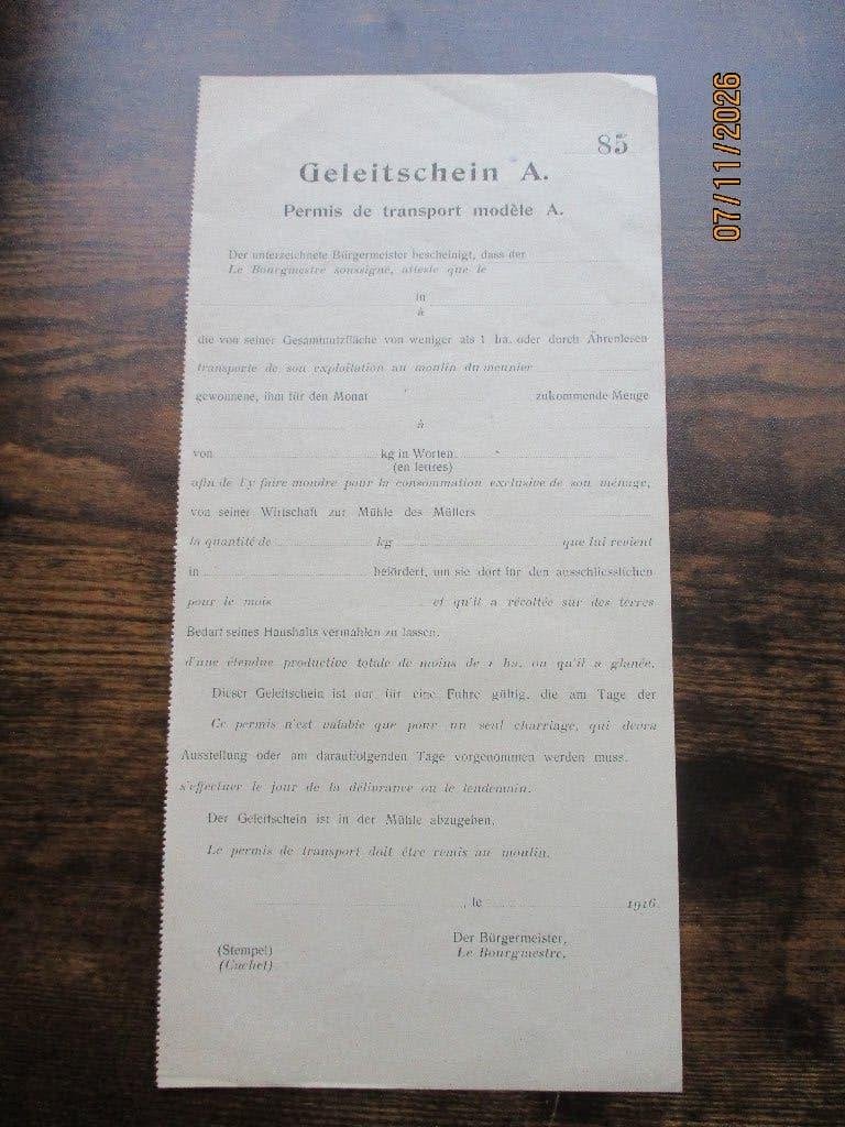 PREMIÈRE GUERRE MONDIALE. Document allemand Milling grain, Collections, Objets militaires | Général, Envoi