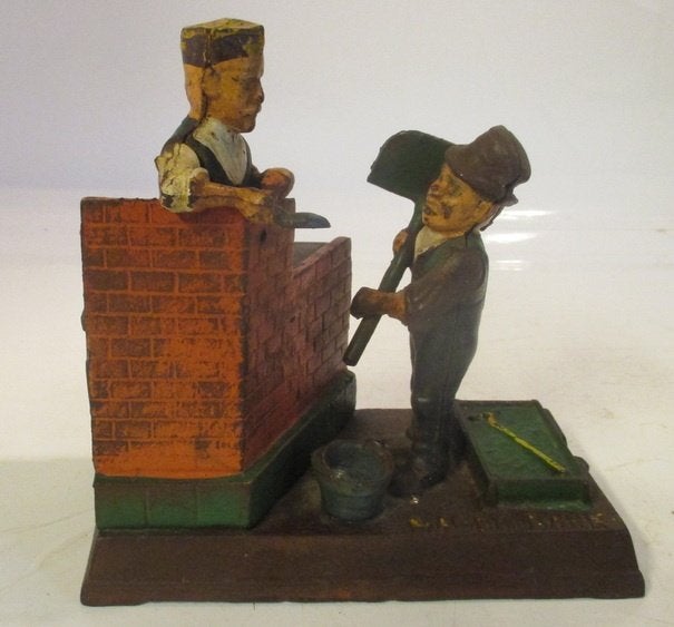 tirelire mécanique vintage en fonte Mason Bank, Envoi