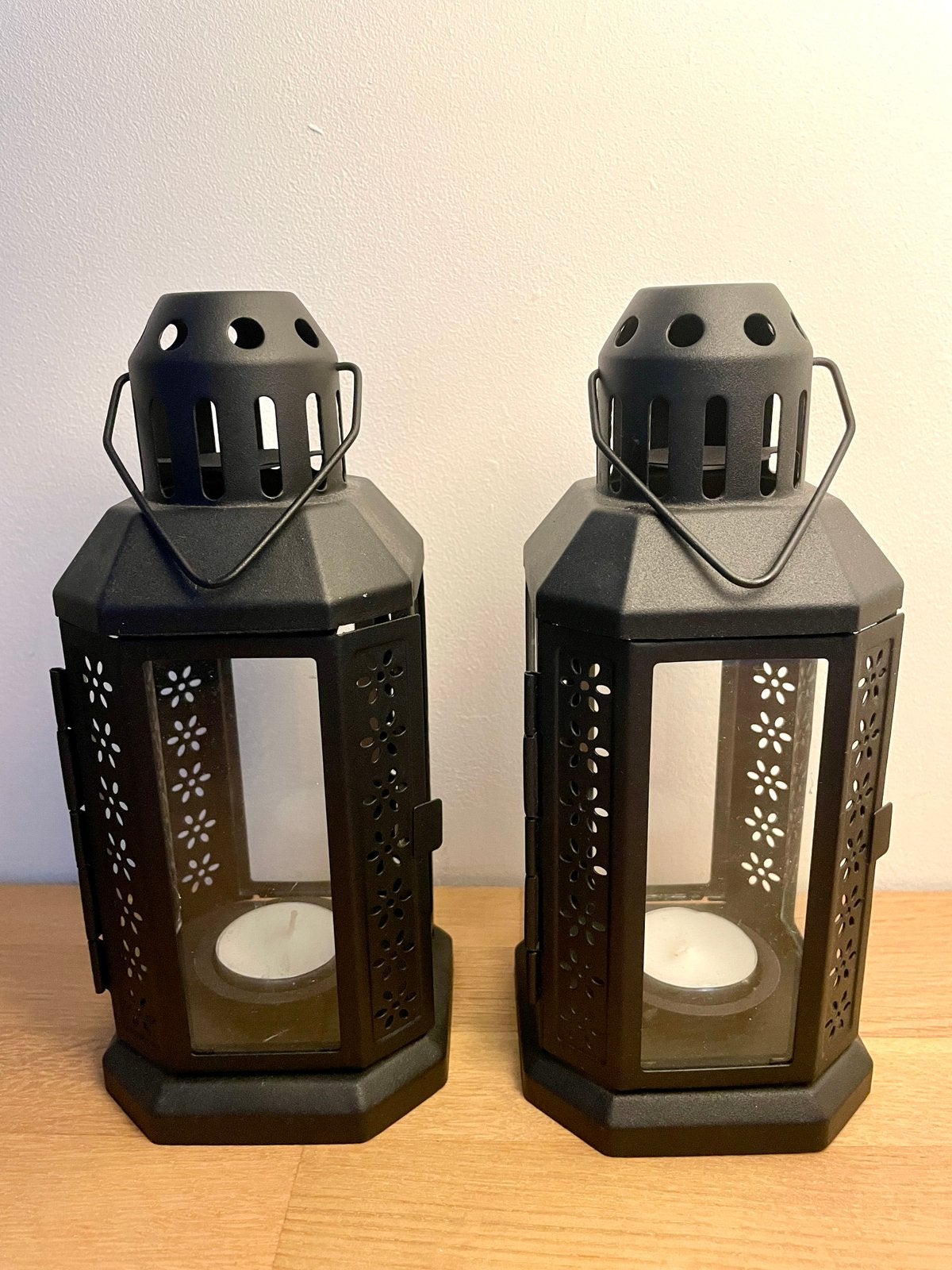 Set van 2 IKEA ENRUM lantaarns, Ophalen of Verzenden, Zo goed als nieuw, Zwart, IKEA