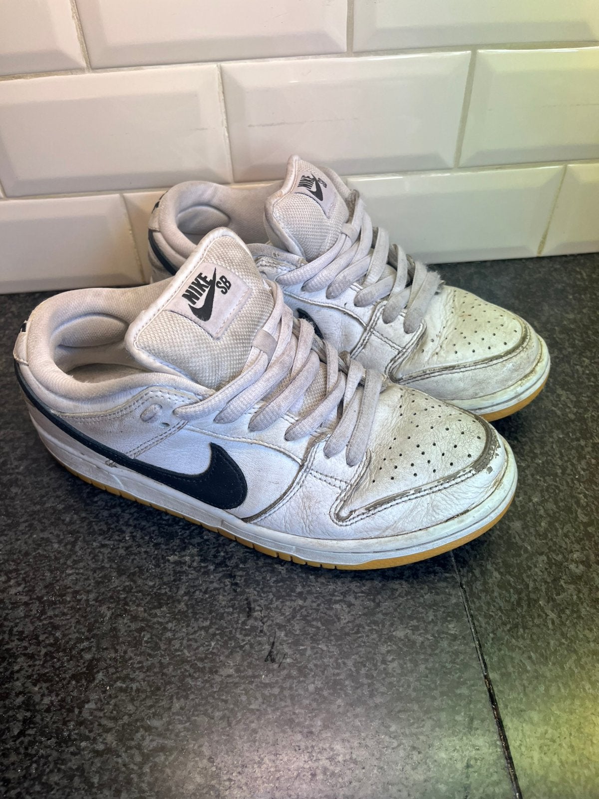Nike SB Dunk Low wit/zwart – maat38.5, Ophalen of Verzenden, Wit, Sneakers