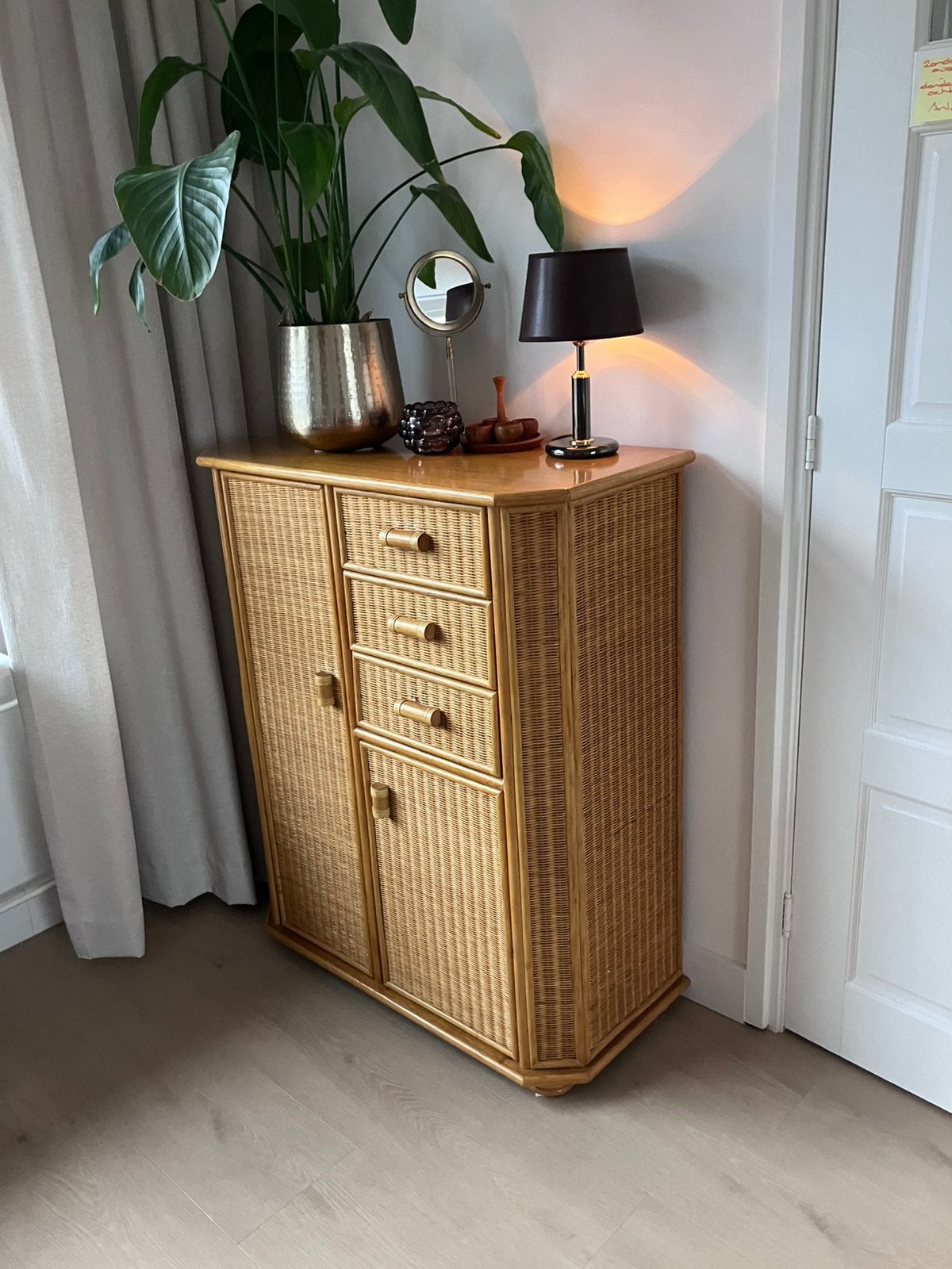 Vintage Rotan & Bamboe Opbergkast / wandmeubel– Boho, 25 à 50 cm, Vintage. Bohemian, Comme neuf, Enlèvement