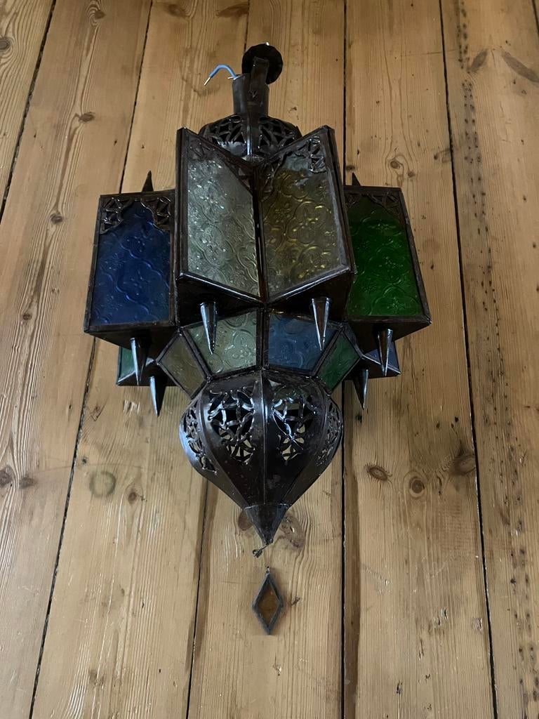 Suspension ancienne lanterne orientale, Enlèvement ou Envoi, Utilisé, Verre, Oriental