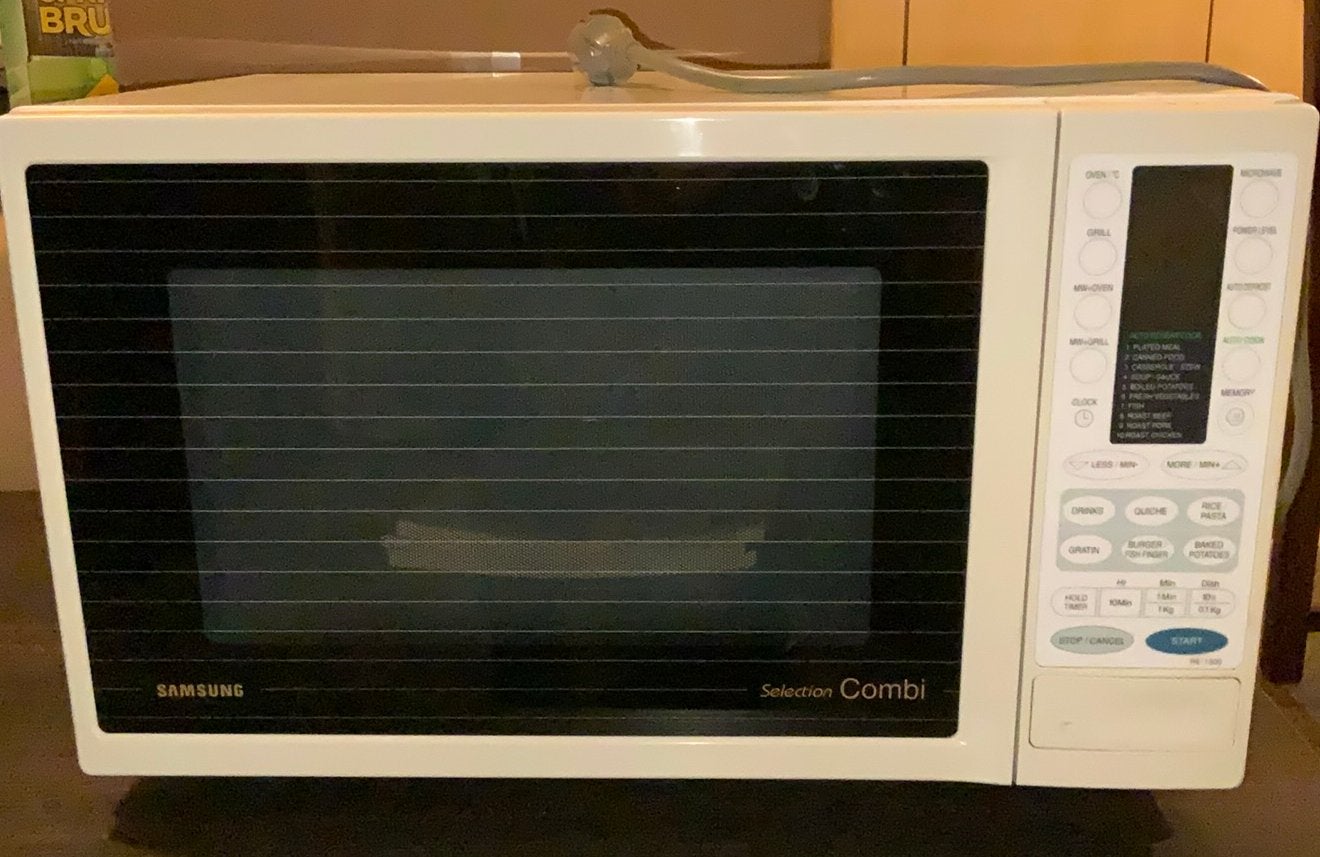 Samsung combi microgolfoven: microgolf, oven en grill, Ophalen, Gebruikt, Draaiplateau, Combi-microgolfoven