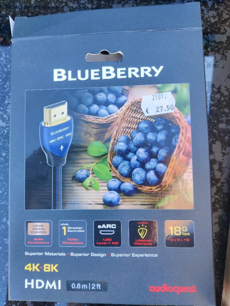 HDMI Cable AudioQuest BlueBerry, Verzenden, Nieuw, Minder dan 2 meter, HDMI-kabel