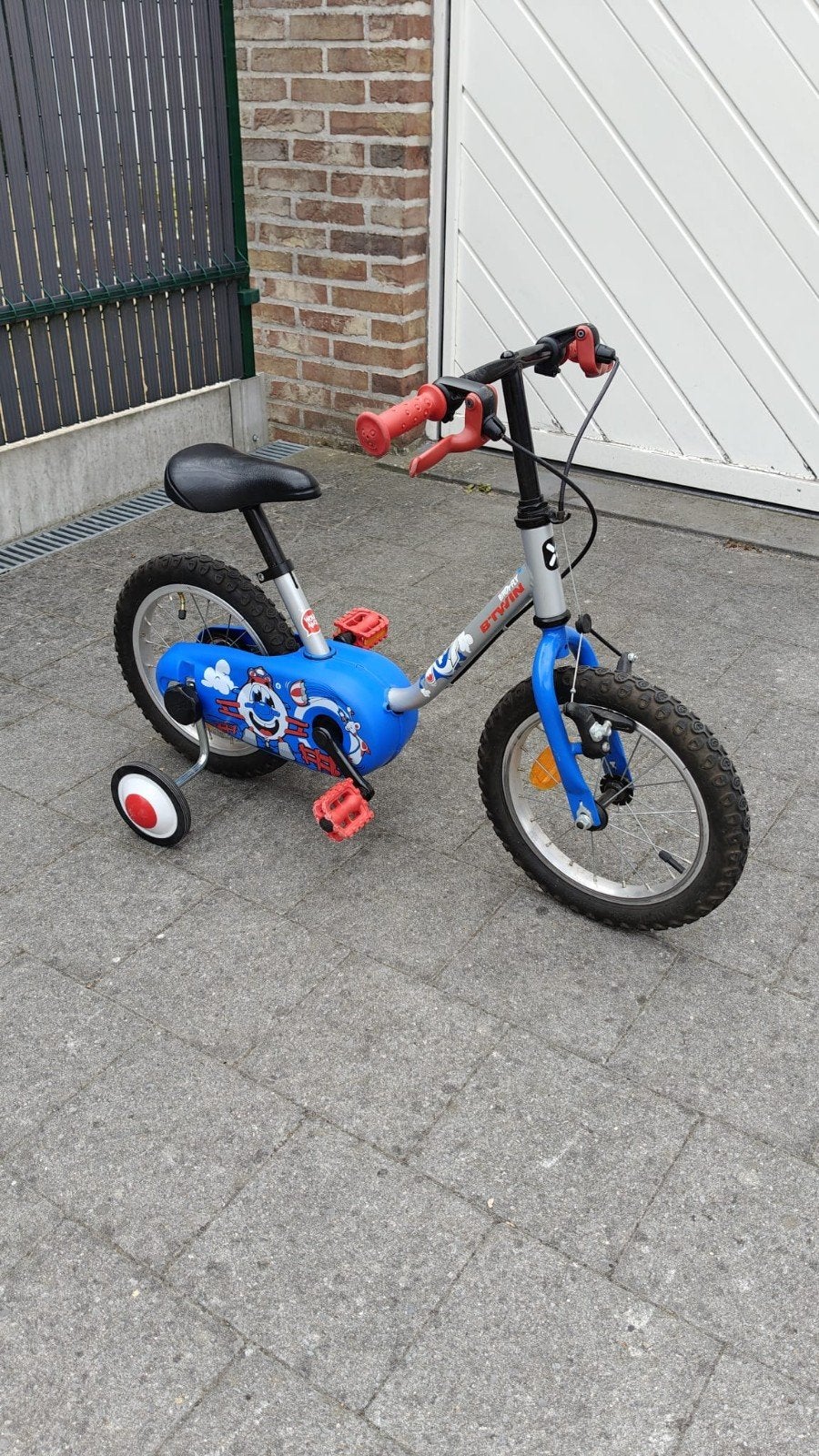 Kinderfiets 14inch met zijwieltjes en duwstang, Fietsen en Brommers, Fietsen | Kinderfietsjes, Ophalen, Zijwieltjes, Gebruikt