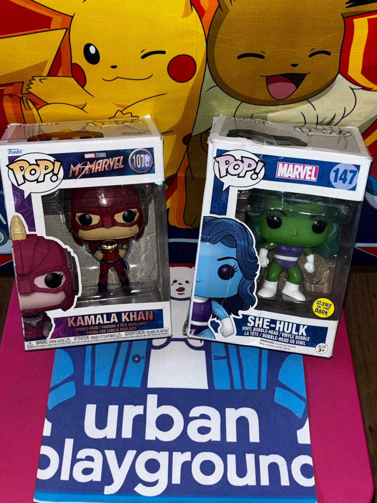 Lot Funko Pop Marvel She-Hulk #147 (GITD) & Ms. Marvel #1078, Collections, Enlèvement ou Envoi, Utilisé