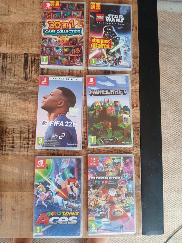 6 switch-spellen: Mario Kart, tennis, FIFA 22, Star w Minecr, Games en Spelcomputers