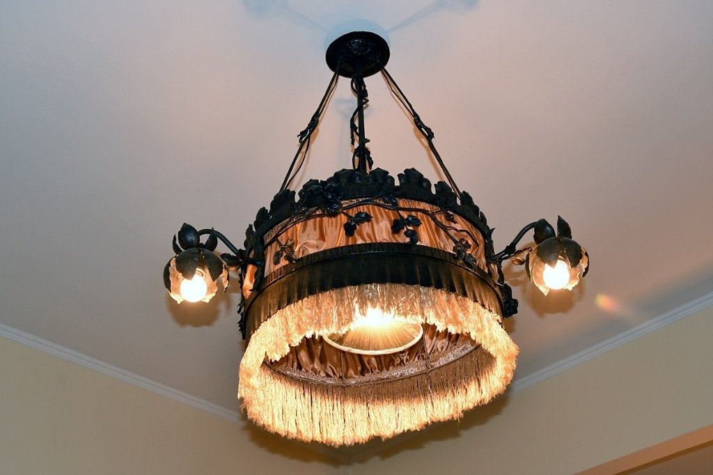 Art-nouveau Kroonluchter, Enlèvement, Utilisé, Tissus