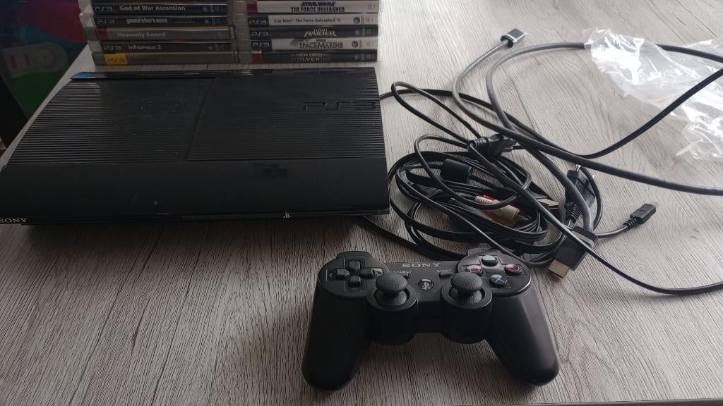 PS3 + 1 Controller + 36 Games – Topcollectie, Ophalen of Verzenden, Zo goed als nieuw, Met games
