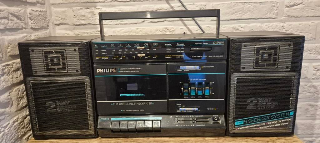 Philips D8484 Vintage Radio-Cassetterecorder (1986), Audio, Tv en Foto, Vintage Televisies, Philips, Ophalen of Verzenden