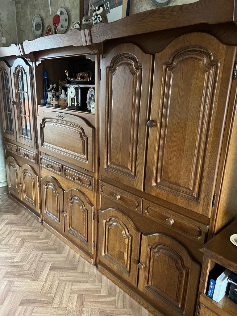 Wandmeubel in eik, Huis en Inrichting, Kasten | Wandmeubels, Ophalen, Gebruikt, Eikenhout, 300 cm of meer