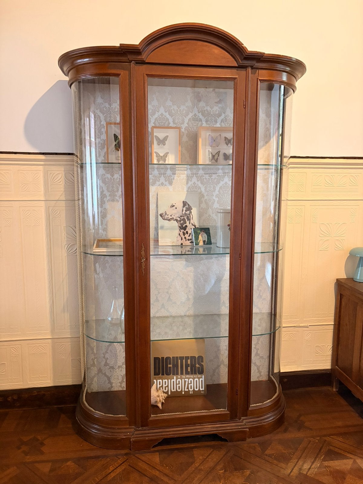 Prachtige vintrine kast, Maison & Meubles, Armoires | Vitrines, Enlèvement, Utilisé, Verre, Avec tablette(s)